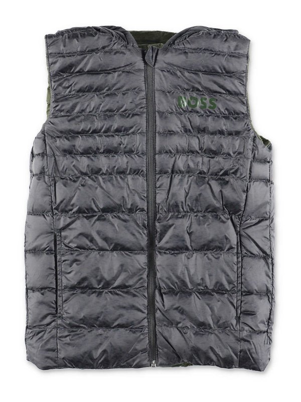 iKRIX Hugo Boss: padded jackets - Reversible nylon down feather vest with hood