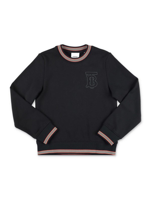 BURBERRY: Felpe e maglie - Felpa nera in cotone