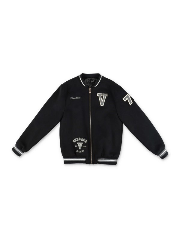 VERSACE: casual jackets - Wool blend varsity jacket