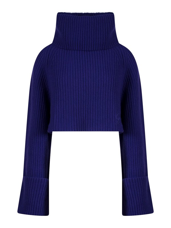 BLUMARINE: Turtlenecks & Polo necks - Wool sweater with embroidered logo