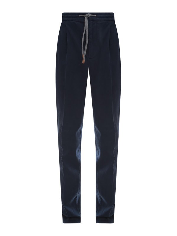 【関税&送料込】Brunello Cucinelli Pantalone In Velluto A Co Brunello Cucinelli Stretch cotton pants - Blue | M249DE1740C2517