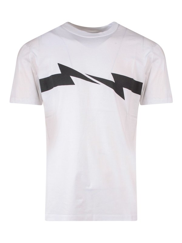 NEIL BARRETT: t-shirts - Cotton T-shirt with iconic frontal print