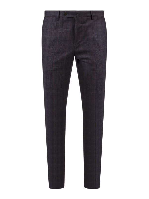 PT TORINO: casual trousers - Virgin wool prince of wales pants