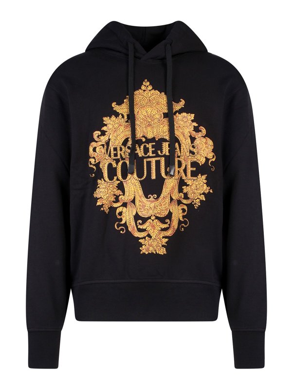 Versace Jeans Couture: Sweatshirts & Sweaters - Cotton sweatshirt with baroque motif