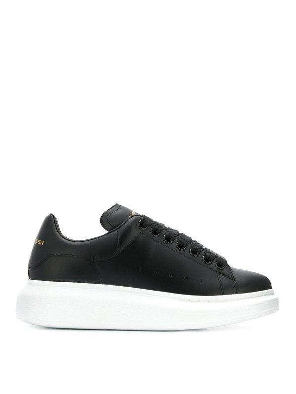 ALEXANDER MCQUEEN: trainers - Black leather oversized low-top sneakers