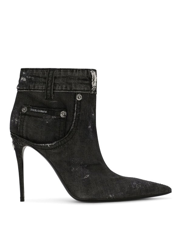 DOLCE & GABBANA: ankle boots - Patchwork-denim ankle boots