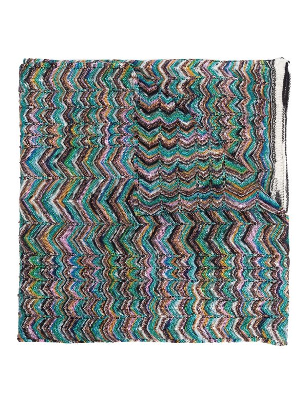 MISSONI: scarves - Chevron patterned wool blend scarf