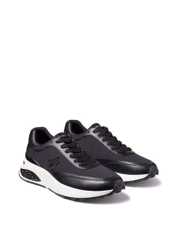 Jimmy Choo Black leather memphis lace-up sneakers