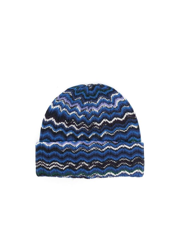 MISSONI: beanies - Zig-zag knit wool beanie