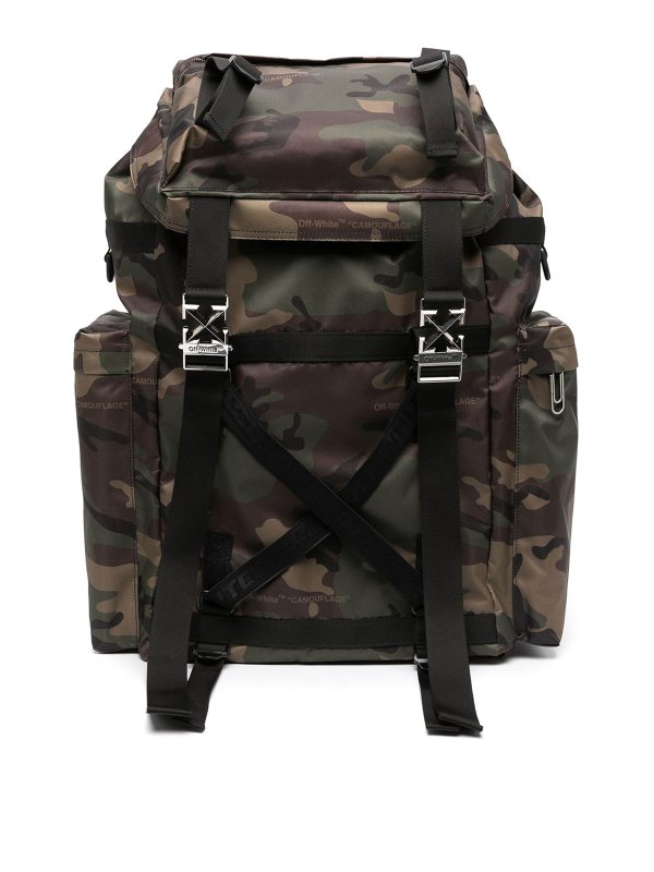 OFF-WHITE: backpacks - Camouflage-pattern toggle-fastening backpack