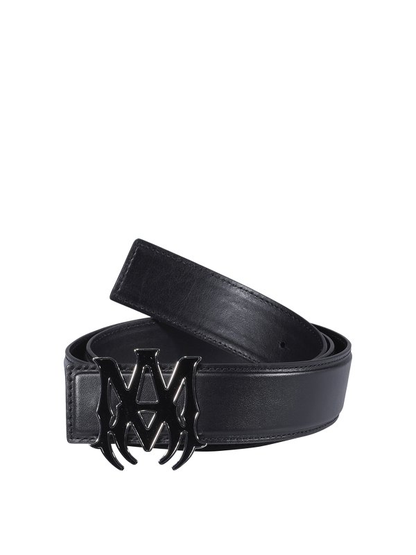 AMIRI: belts - Logo plaque leather belt
