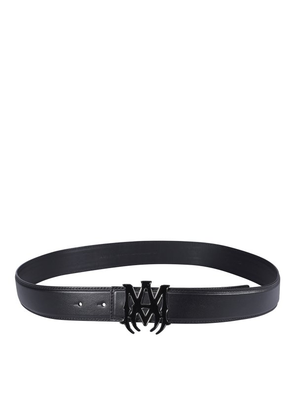 AMIRI: belts online - Logo plaque leather belt