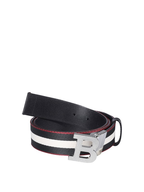 BALLY: belts - B Buckle striped belt