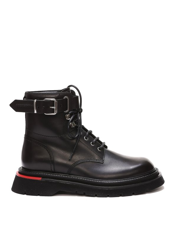 DSQUARED2: ankle boots - Buckled leather ankle boots