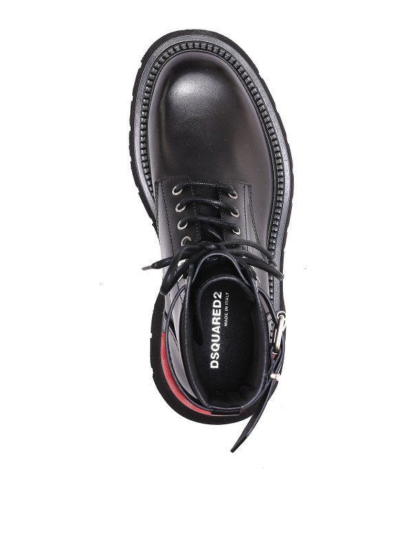 Buckled leather ankle boots shop online: DSQUARED2
