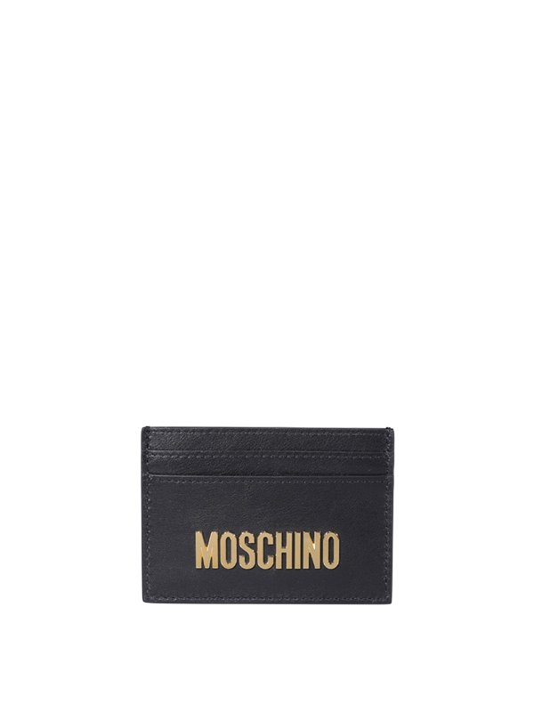MOSCHINO: wallets & purses - Metal logo lettering leather card holder