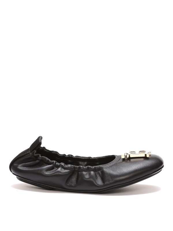 BURBERRY: flat shoes - Metal logo elasticated flats