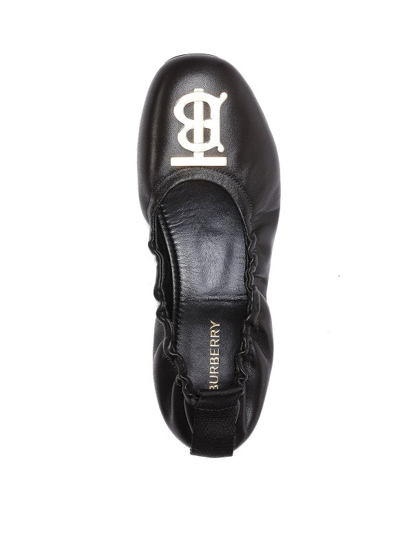 Metal logo elasticated flats shop online: BURBERRY