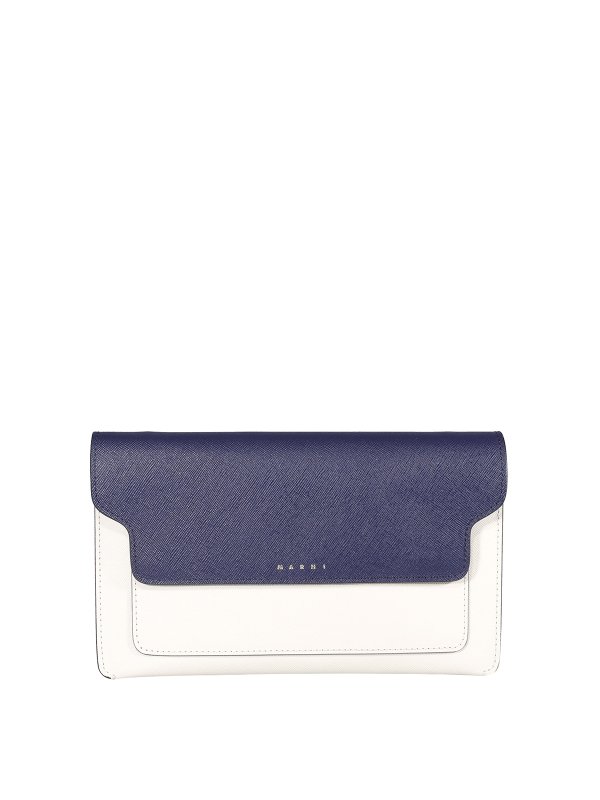 Marni: Clutch - Pochette - Bleu