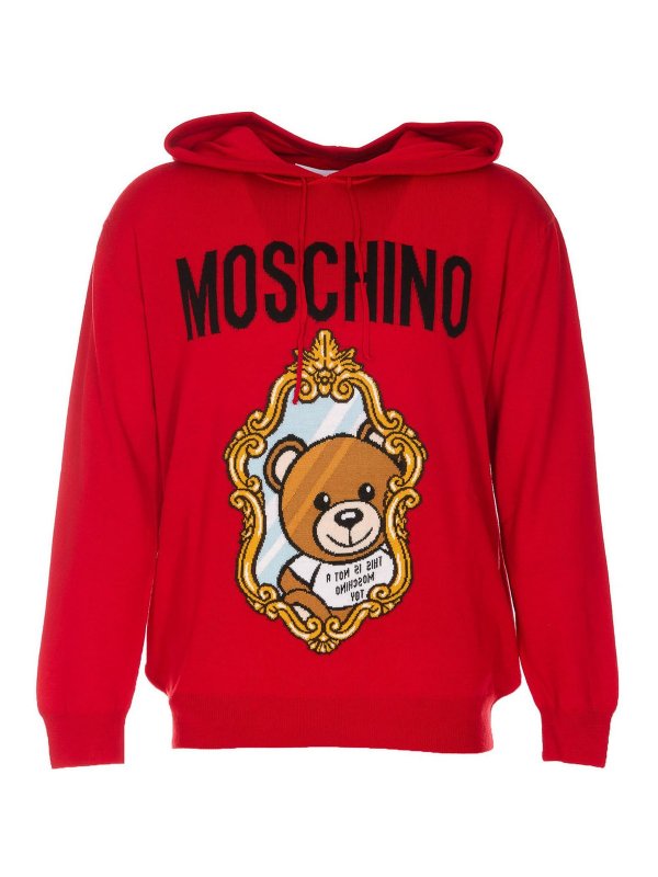 【a1293】MOSCHINO プリント 長袖 クルーネック カットソー F 赤 a1293】MOSCHINO プリント 長袖 クルーネック カットソー F 赤