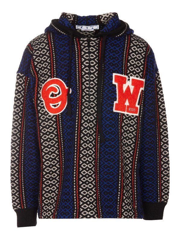 OFF-WHITE: Strickpullover mit Rundhalsausschnitt - Rundhalspullover - Braun