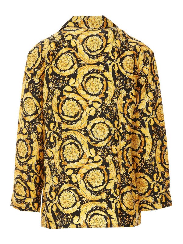VERSACE: camicie online - Camicia in seta stampata con logo Barocco