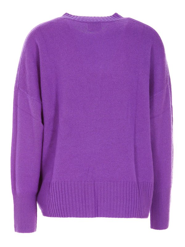 ALLUDE: Strickpullover mit Rundhalsausschnitt online - Rundhalspullover - Lila