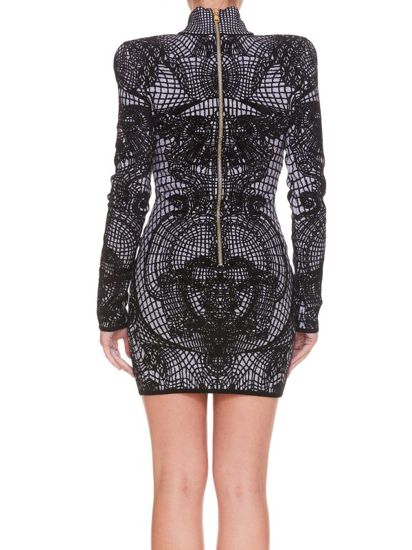 Patterned mini dress shop online: Balmain