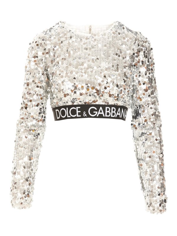 DOLCE & GABBANA: Tops & Tank tops - Sequined cropped top