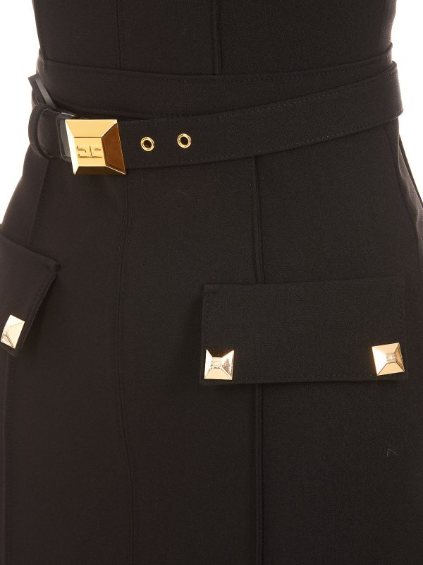 膝丈ドレス - 黒 shop online: ELISABETTA FRANCHI