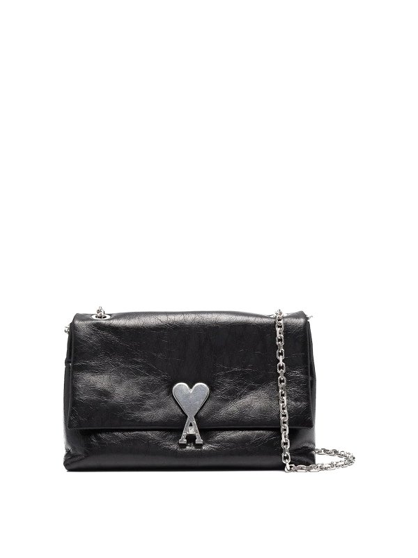 AMI ALEXANDRE MATTIUSSI: shoulder bags - Logo plaque crackled bag