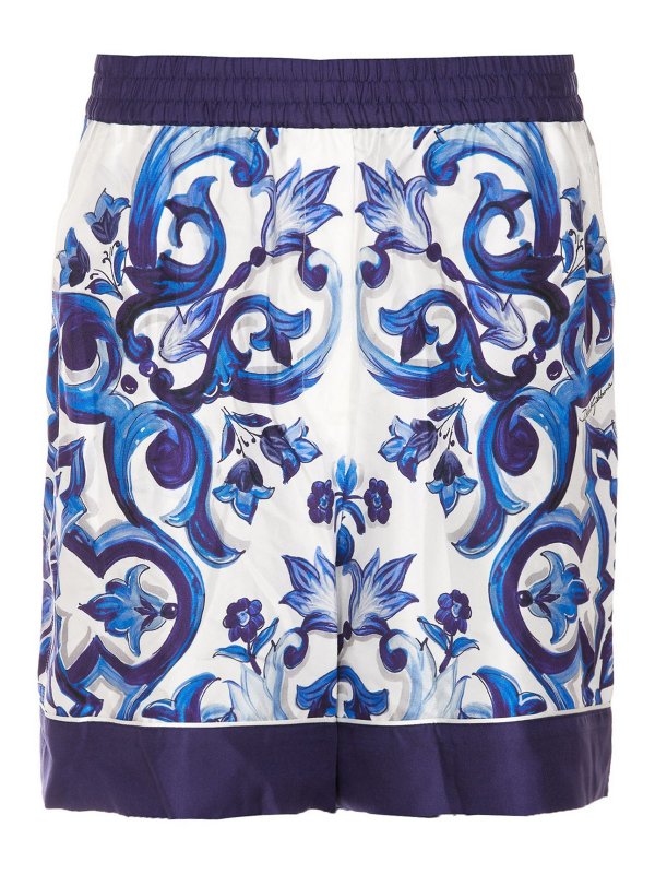 DOLCE & GABBANA: Trousers Shorts - Printed silk twill shorts