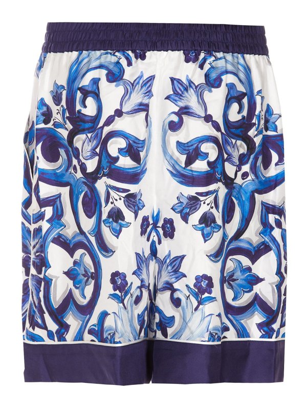 DOLCE & GABBANA: Trousers Shorts online - Printed silk twill shorts