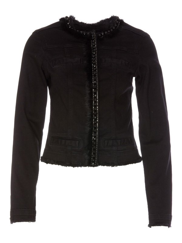 Liu Jo: デニムジャケット - デニムジャケット - 黒