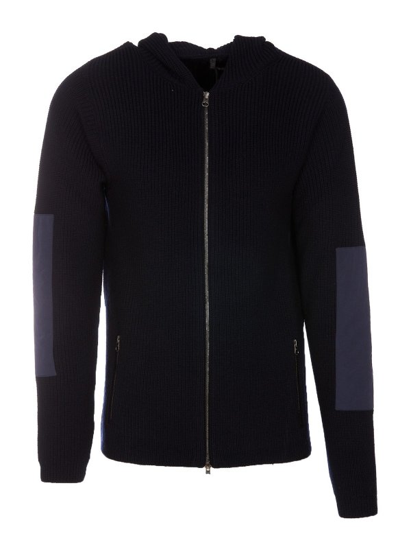 PREMIATA: cardigans - Ribbed wool hooded cardigan