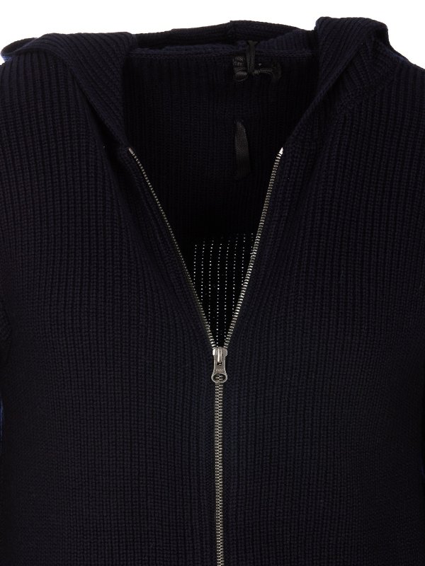 iKRIX PREMIATA: cardigans - Ribbed wool hooded cardigan