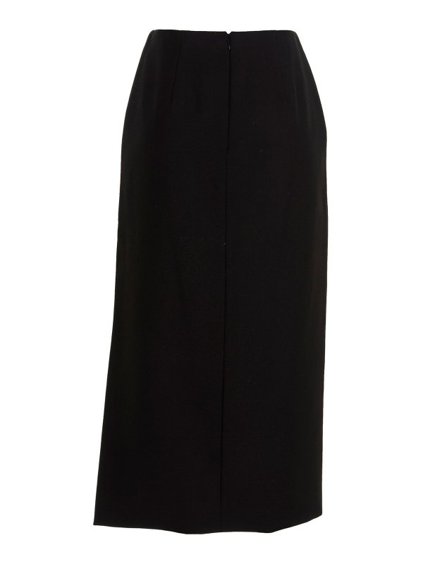 【送料&関税込】Alexander McQueen Black Wool Midi Skirt With Alexander McQueen - Black midi skirt made of wool with a