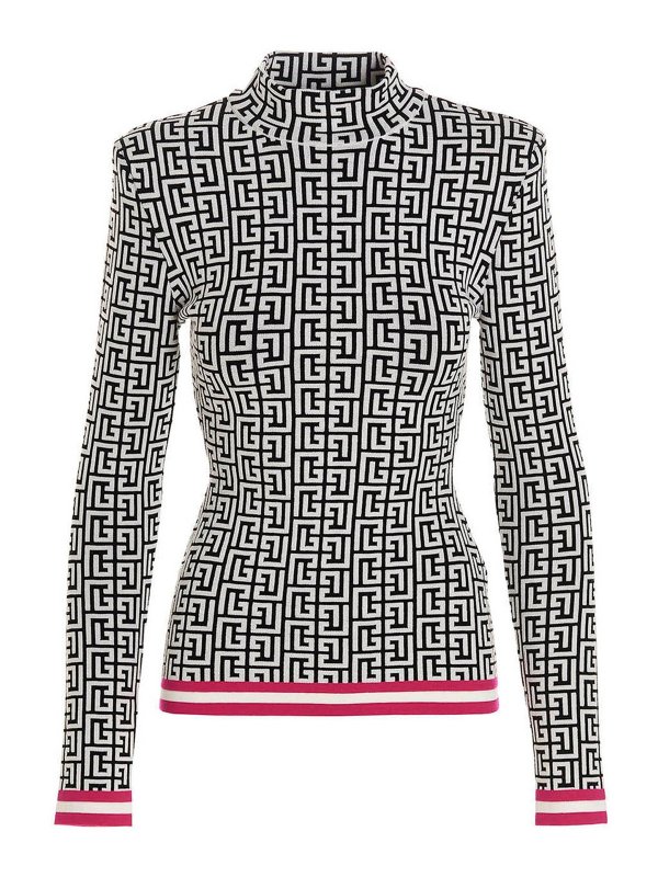 Balmain: Turtlenecks & Polo necks - Monogram sweater