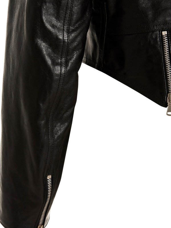 Leather biker jacket shop online: MISSONI