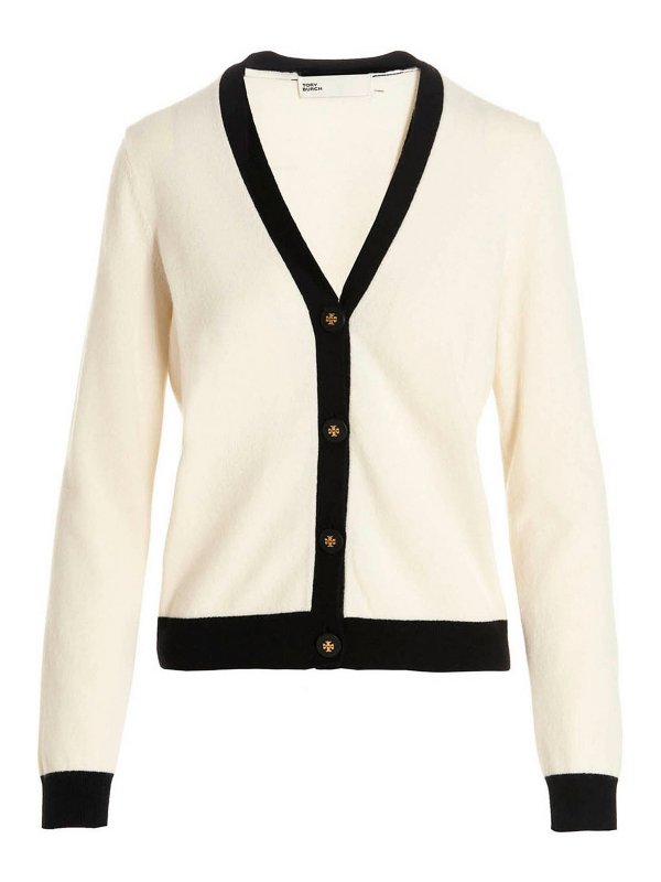 TORY BURCH: cardigans - Logo button cardigan