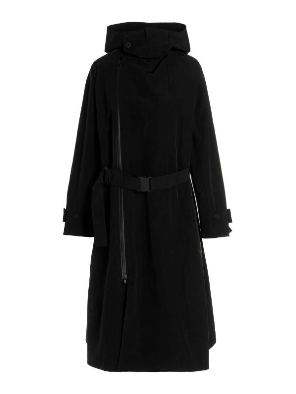 Y-3: trench coats - Logo backpack technical trench coat
