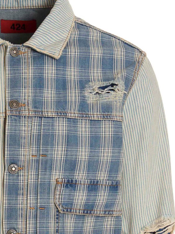iKRIX 424: denim jacket - Striped check print jacket