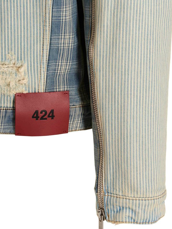 Striped check print jacket shop online: 424