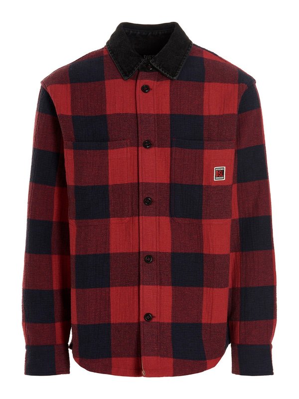 DIESEL: denim jacket - Check print overshirt