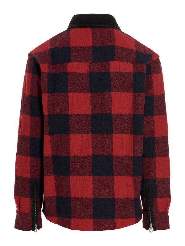 DIESEL: denim jacket online - Check print overshirt