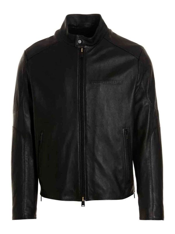Hugo Boss: Lederjacken - Lederjacke - Schwarz