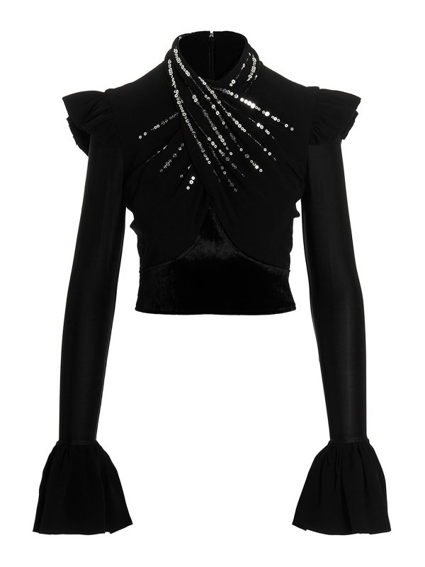 PACO RABANNE: Tops & Tank tops - Sequin draped top