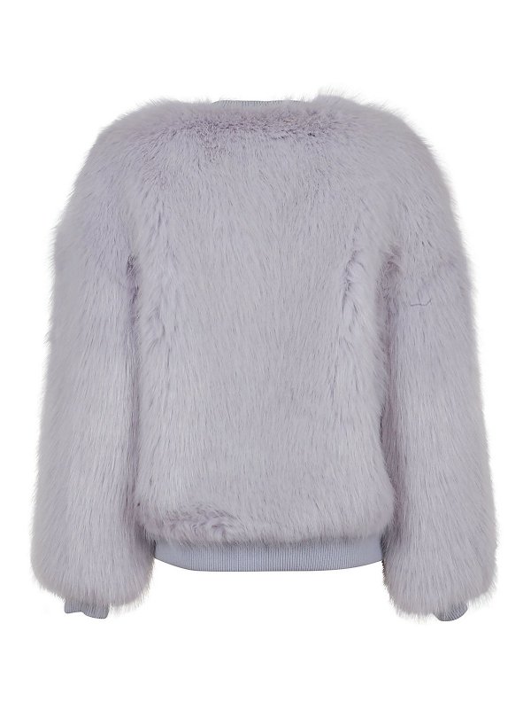 Balmain: Fur & Shearling Coats online - Faux fur buttoned bomber jacket