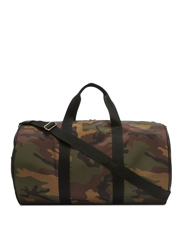 OFF-WHITE: Borse da viaggio online - Borsone con stampa camouflage