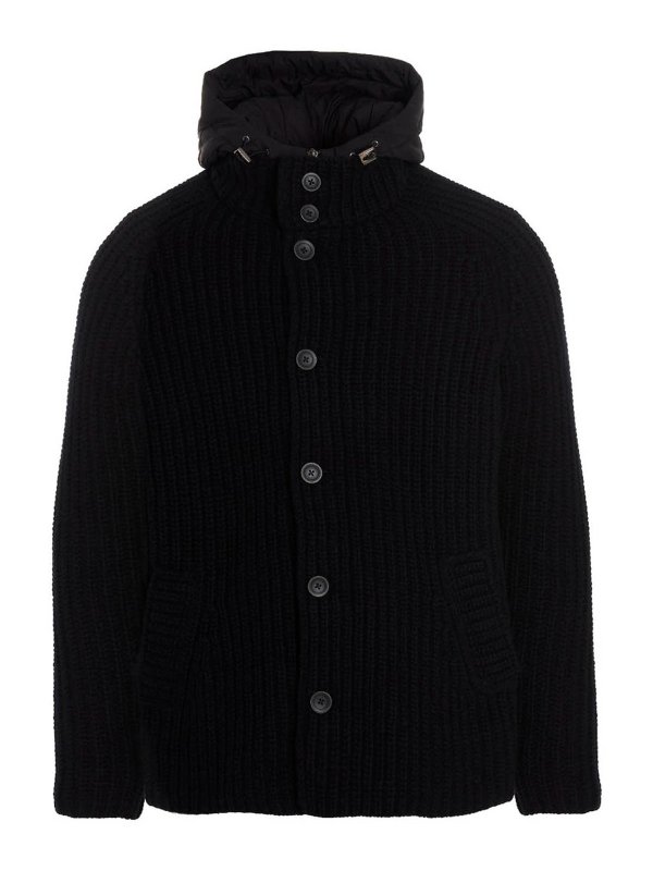HERNO: padded jackets - Nylon knit hooded jacket